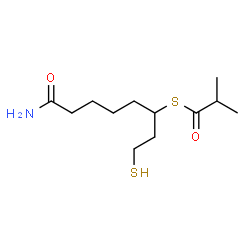 ChemSpider 2D Image | S-(8-Amino-8-oxo-1-sulfanyl-3-octanyl) 2-methylpropanethioate | C12H23NO2S2