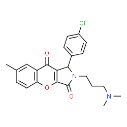 ChemSpider 2D Image | 1-(4-Chlorophenyl)-2-[3-(dimethylamino)propyl]-7-methyl-1,2-dihydrochromeno[2,3-c]pyrrole-3,9-dione | C23H23ClN2O3