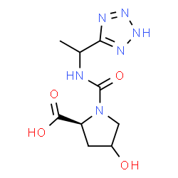 ChemSpider 2D Image | 4-Hydroxy-1-{[1-(2H-tetrazol-5-yl)ethyl]carbamoyl}-L-proline | C9H14N6O4