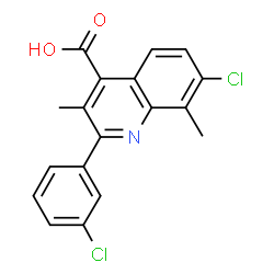 ChemSpider 2D Image | 7-Chloro-2-(3-chlorophenyl)-3,8-dimethyl-4-quinolinecarboxylic acid | C18H13Cl2NO2