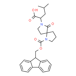 ChemSpider 2D Image | 2-{1-[(9H-Fluoren-9-ylmethoxy)carbonyl]-6-oxo-1,7-diazaspiro[4.4]non-7-yl}-4-methylpentanoic acid | C28H32N2O5