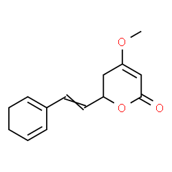 ChemSpider 2D Image | 6-[2-(1,5-Cyclohexadien-1-yl)vinyl]-4-methoxy-5,6-dihydro-2H-pyran-2-one | C14H16O3
