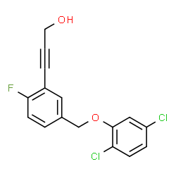 ChemSpider 2D Image | 3-{5-[(2,5-Dichlorophenoxy)methyl]-2-fluorophenyl}-2-propyn-1-ol | C16H11Cl2FO2