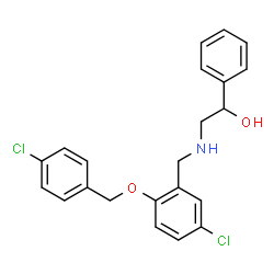 ChemSpider 2D Image | 2-({5-Chloro-2-[(4-chlorobenzyl)oxy]benzyl}amino)-1-phenylethanol | C22H21Cl2NO2