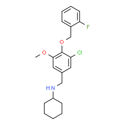 ChemSpider 2D Image | N-{3-Chloro-4-[(2-fluorobenzyl)oxy]-5-methoxybenzyl}cyclohexanamine | C21H25ClFNO2