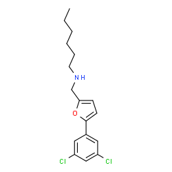 ChemSpider 2D Image | N-{[5-(3,5-Dichlorophenyl)-2-furyl]methyl}-1-hexanamine | C17H21Cl2NO