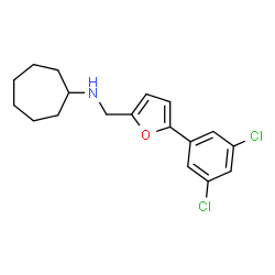 ChemSpider 2D Image | N-{[5-(3,5-Dichlorophenyl)-2-furyl]methyl}cycloheptanamine | C18H21Cl2NO