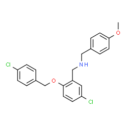 ChemSpider 2D Image | 1-{5-Chloro-2-[(4-chlorobenzyl)oxy]phenyl}-N-(4-methoxybenzyl)methanamine | C22H21Cl2NO2