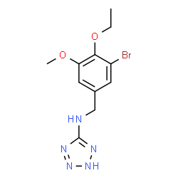 ChemSpider 2D Image | N-(3-Bromo-4-ethoxy-5-methoxybenzyl)-2H-tetrazol-5-amine | C11H14BrN5O2
