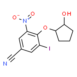 ChemSpider 2D Image | 4-[(2-Hydroxycyclopentyl)oxy]-3-iodo-5-nitrobenzonitrile | C12H11IN2O4