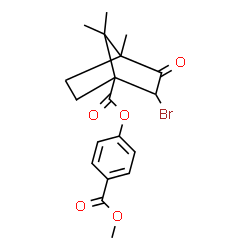 ChemSpider 2D Image | 4-(Methoxycarbonyl)phenyl 2-bromo-4,7,7-trimethyl-3-oxobicyclo[2.2.1]heptane-1-carboxylate | C19H21BrO5