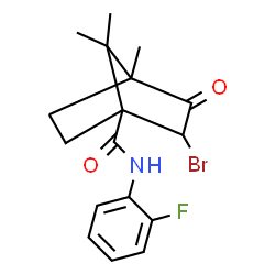 ChemSpider 2D Image | 2-Bromo-N-(2-fluorophenyl)-4,7,7-trimethyl-3-oxobicyclo[2.2.1]heptane-1-carboxamide | C17H19BrFNO2