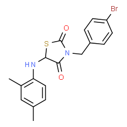 ChemSpider 2D Image | 3-(4-Bromobenzyl)-5-[(2,4-dimethylphenyl)amino]-1,3-thiazolidine-2,4-dione | C18H17BrN2O2S