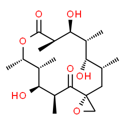 ChemSpider 2D Image | (3R,5S,6S,7R,8S,11R,12S,13R,14S,15R)-6,12,14-Trihydroxy-5,7,8,11,13,15-hexamethyl-1,9-dioxaspiro[2.13]hexadecane-4,10-dione | C20H34O7