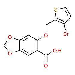 ChemSpider 2D Image | 6-[(3-Bromo-2-thienyl)methoxy]-1,3-benzodioxole-5-carboxylic acid | C13H9BrO5S