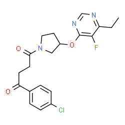 ChemSpider 2D Image | 1-(4-Chlorophenyl)-4-{3-[(6-ethyl-5-fluoro-4-pyrimidinyl)oxy]-1-pyrrolidinyl}-1,4-butanedione | C20H21ClFN3O3
