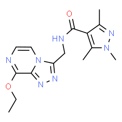 ChemSpider 2D Image | N-[(8-Ethoxy[1,2,4]triazolo[4,3-a]pyrazin-3-yl)methyl]-1,3,5-trimethyl-1H-pyrazole-4-carboxamide | C15H19N7O2