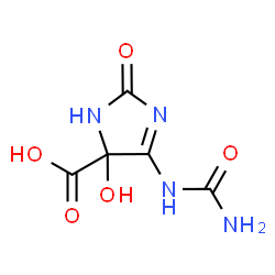 ChemSpider 2D Image | 5-hydroxy-2-oxo-4-ureido-2,5-dihydro-1H-imidazole-5-carboxylic acid | C5H6N4O5