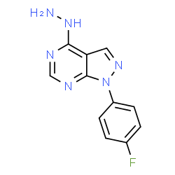 ChemSpider 2D Image | 1-(4-Fluorophenyl)-4-hydrazino-1H-pyrazolo[3,4-d]pyrimidine | C11H9FN6