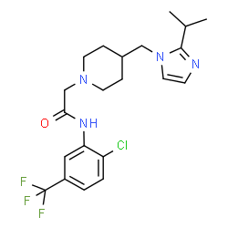 ChemSpider 2D Image | N-[2-Chloro-5-(trifluoromethyl)phenyl]-2-{4-[(2-isopropyl-1H-imidazol-1-yl)methyl]-1-piperidinyl}acetamide | C21H26ClF3N4O