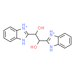 ChemSpider 2D Image | 2,2'-(1,2-Dihydroxy-1,2-ethanediyl)bis(1H-3,1-benzimidazol-3-ium) | C16H16N4O2