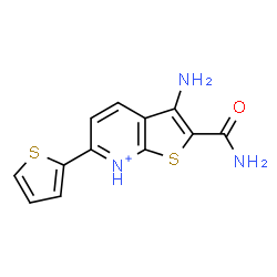ChemSpider 2D Image | 3-Amino-2-carbamoyl-6-(2-thienyl)thieno[2,3-b]pyridin-7-ium | C12H10N3OS2
