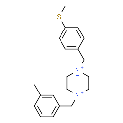 ChemSpider 2D Image | 1-(3-Methylbenzyl)-4-[4-(methylsulfanyl)benzyl]piperazinediium | C20H28N2S