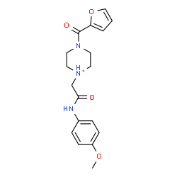 ChemSpider 2D Image | 4-(2-Furoyl)-1-{2-[(4-methoxyphenyl)amino]-2-oxoethyl}piperazin-1-ium | C18H22N3O4