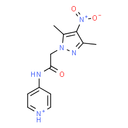 ChemSpider 2D Image | 4-{[(3,5-Dimethyl-4-nitro-1H-pyrazol-1-yl)acetyl]amino}pyridinium | C12H14N5O3