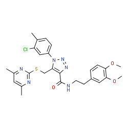 ChemSpider 2D Image | 1-(3-Chloro-4-methylphenyl)-N-[2-(3,4-dimethoxyphenyl)ethyl]-5-{[(4,6-dimethyl-2-pyrimidinyl)sulfanyl]methyl}-1H-1,2,3-triazole-4-carboxamide | C27H29ClN6O3S