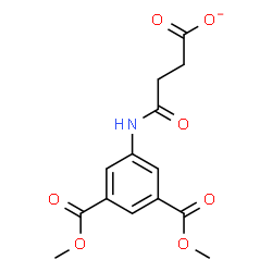 ChemSpider 2D Image | 4-{[3,5-Bis(methoxycarbonyl)phenyl]amino}-4-oxobutanoate | C14H14NO7