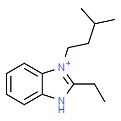 ChemSpider 2D Image | 2-Ethyl-3-(3-methylbutyl)-1H-3,1-benzimidazol-3-ium | C14H21N2
