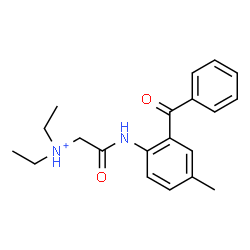 ChemSpider 2D Image | 2-[(2-Benzoyl-4-methylphenyl)amino]-N,N-diethyl-2-oxoethanaminium | C20H25N2O2
