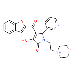 ChemSpider 2D Image | 4-{2-[3-(1-Benzofuran-2-ylcarbonyl)-4-hydroxy-5-oxo-2-(3-pyridinyl)-2,5-dihydro-1H-pyrrol-1-yl]ethyl}morpholin-4-ium | C24H24N3O5