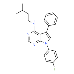 ChemSpider 2D Image | 7-(4-Fluorophenyl)-N-(3-methylbutyl)-5-phenyl-7H-pyrrolo[2,3-d]pyrimidin-4-amine | C23H23FN4