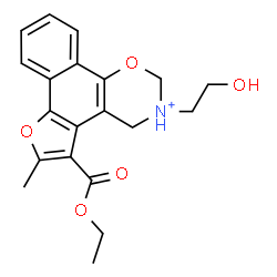 ChemSpider 2D Image | 5-(Ethoxycarbonyl)-3-(2-hydroxyethyl)-6-methyl-3,4-dihydro-2H-furo[3',2':3,4]naphtho[2,1-e][1,3]oxazin-3-ium | C20H22NO5