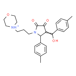 ChemSpider 2D Image | 4-(3-{3-[Hydroxy(4-methylphenyl)methylene]-2-(4-methylphenyl)-4,5-dioxo-1-pyrrolidinyl}propyl)morpholin-4-ium | C26H31N2O4