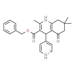 ChemSpider 2D Image | 4-{3-[(Benzyloxy)carbonyl]-2,7,7-trimethyl-5-oxo-1,4,5,6,7,8-hexahydro-4-quinolinyl}pyridinium | C25H27N2O3