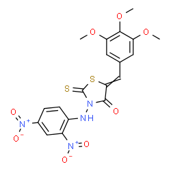 ChemSpider 2D Image | 3-[(2,4-Dinitrophenyl)amino]-2-thioxo-5-(3,4,5-trimethoxybenzylidene)-1,3-thiazolidin-4-one | C19H16N4O8S2