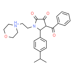 ChemSpider 2D Image | 4-{2-[3-Benzoyl-2-(4-isopropylphenyl)-4,5-dioxo-1-pyrrolidinyl]ethyl}morpholin-4-ium | C26H31N2O4