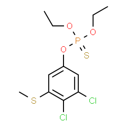 ChemSpider 2D Image | O-[3,4-Dichlor-5-(methylsulfanyl)phenyl]-O,O-diethylthiophosphat | C11H15Cl2O3PS2