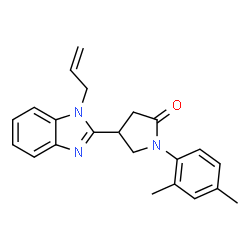 ChemSpider 2D Image | 4-(1-Allyl-1H-benzimidazol-2-yl)-1-(2,4-dimethylphenyl)-2-pyrrolidinone | C22H23N3O