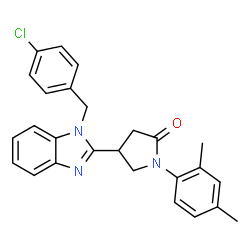 ChemSpider 2D Image | 4-[1-(4-Chlorobenzyl)-1H-benzimidazol-2-yl]-1-(2,4-dimethylphenyl)-2-pyrrolidinone | C26H24ClN3O