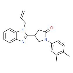 ChemSpider 2D Image | 4-(1-Allyl-1H-benzimidazol-2-yl)-1-(3,4-dimethylphenyl)-2-pyrrolidinone | C22H23N3O