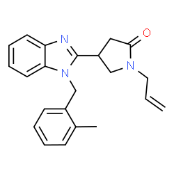 ChemSpider 2D Image | 1-Allyl-4-[1-(2-methylbenzyl)-1H-benzimidazol-2-yl]-2-pyrrolidinone | C22H23N3O