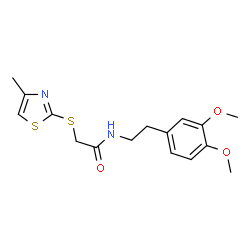 ChemSpider 2D Image | N-[2-(3,4-Dimethoxyphenyl)ethyl]-2-[(4-methyl-1,3-thiazol-2-yl)sulfanyl]acetamide | C16H20N2O3S2