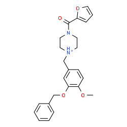 ChemSpider 2D Image | 1-[3-(Benzyloxy)-4-methoxybenzyl]-4-(2-furoyl)piperazin-1-ium | C24H27N2O4