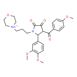 ChemSpider 2D Image | 4-{3-[2-(3,4-Dimethoxyphenyl)-3-(4-methoxybenzoyl)-4,5-dioxo-1-pyrrolidinyl]propyl}morpholin-4-ium | C27H33N2O7