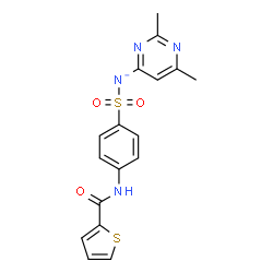 ChemSpider 2D Image | (2,6-Dimethyl-4-pyrimidinyl)({4-[(2-thienylcarbonyl)amino]phenyl}sulfonyl)azanide | C17H15N4O3S2