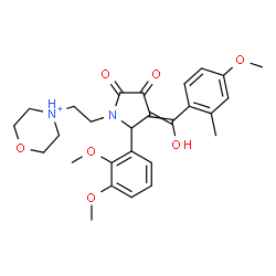 ChemSpider 2D Image | 4-(2-{2-(2,3-Dimethoxyphenyl)-3-[hydroxy(4-methoxy-2-methylphenyl)methylene]-4,5-dioxo-1-pyrrolidinyl}ethyl)morpholin-4-ium | C27H33N2O7